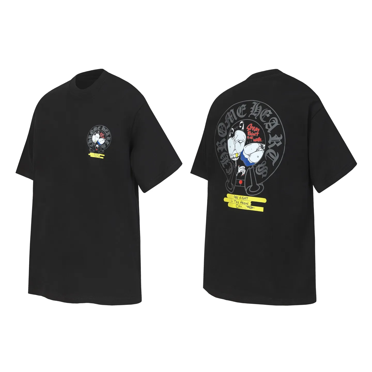 P150 Chrome Hearts CH Chrome Hearts colorful horseshoe Sanskrit city limited letter printed short-sleeved T-shirt Printed with direct injection imported machine Hardware and accessories are all milled and customized Correctly configured Black 2025 Chrome Hearts authentic packaging 260 grams of custom-dyed double yarn cotton Large version Loose and stylish Different from low version slim and long version The upper body stretches the hips 100% commitment: top quality Not fast food The highest version on the market Top quality - different from the ordinary versions on the market If you care about quality, you should also respect the price. Absolutely 0 after-sales service and 0 return rate so far. It’s hard not to love the style - 260g double yarn cotton custom dyed fabric - Correct high-density main mark, washed tag, hand-sewn